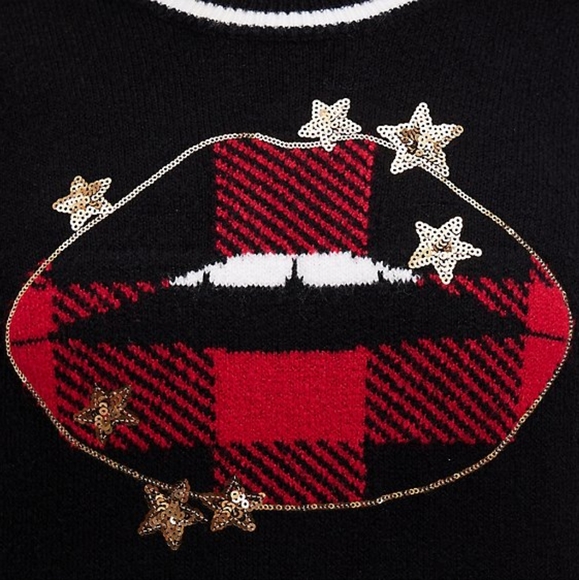 NWT. 💋 Lips Buffalo Plaid and Star Sweater - Picture 5 of 5